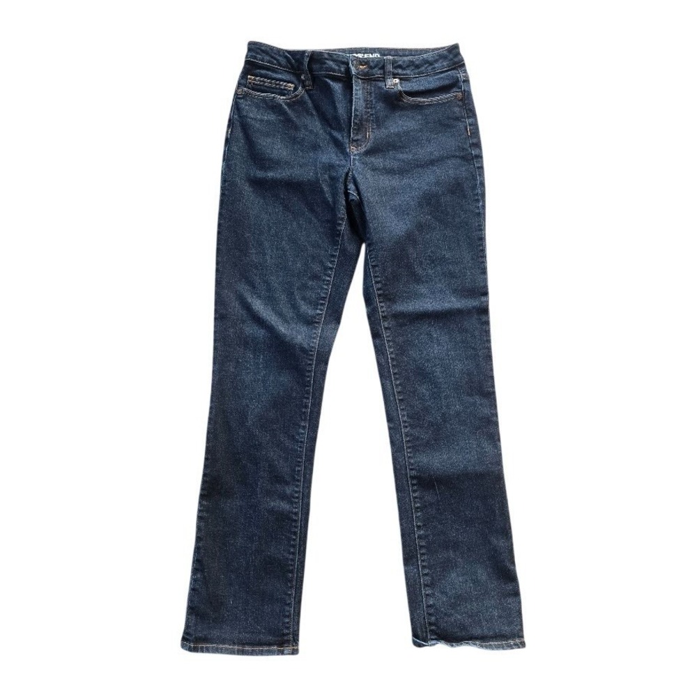 Lands'‎ End Midrise Straight Leg Jeans Womens 10 Dark Wash Indigo Classic Mature